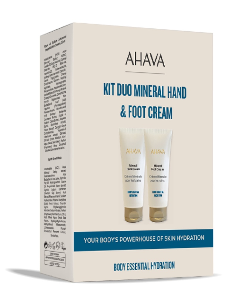 [94004090] AHAVA SET: MINERAL HAND CREAM AND FOOT CREAM (2 × 100 ML)